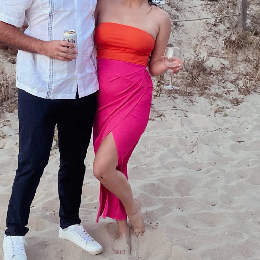 Orange and pink dress